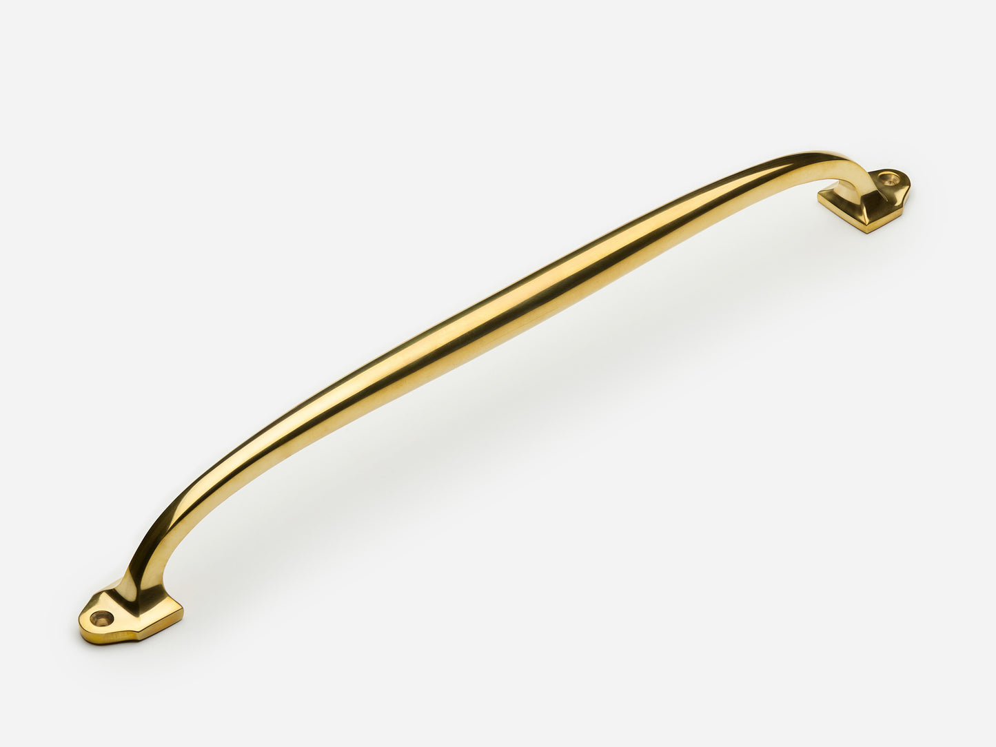 Solid brass Georgian appliance pull, 12 inches, in an unlacquered polished brass finish for cabinets.
