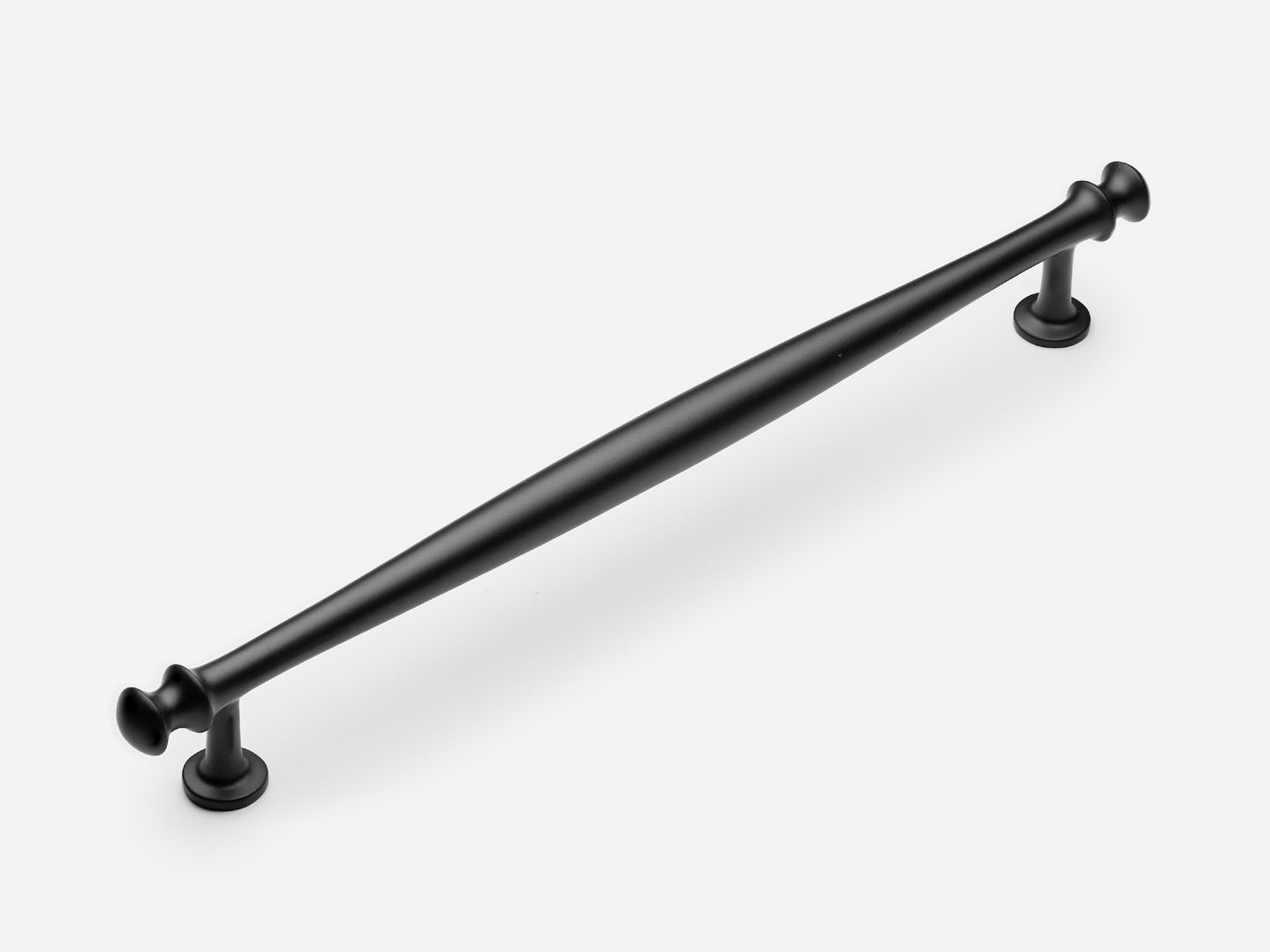 Solid brass Helena appliance pull, 12 inches, in a matte black finish for cabinets.