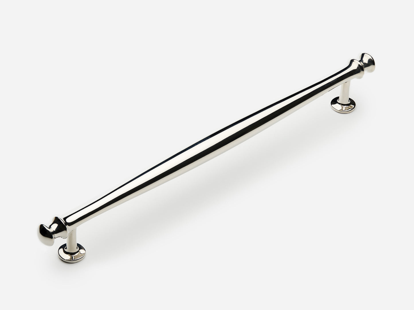 Solid brass Helena appliance pull, 12 inches, in a polished nickel finish for cabinets.