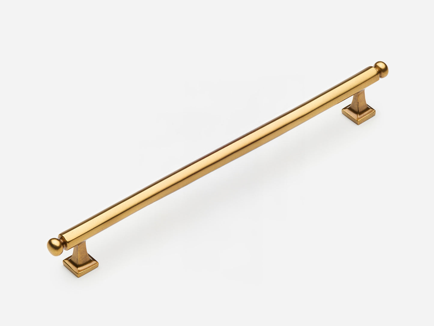 Solid brass Wright appliance pull, 12 inches, in an aged brass finish for cabinets.