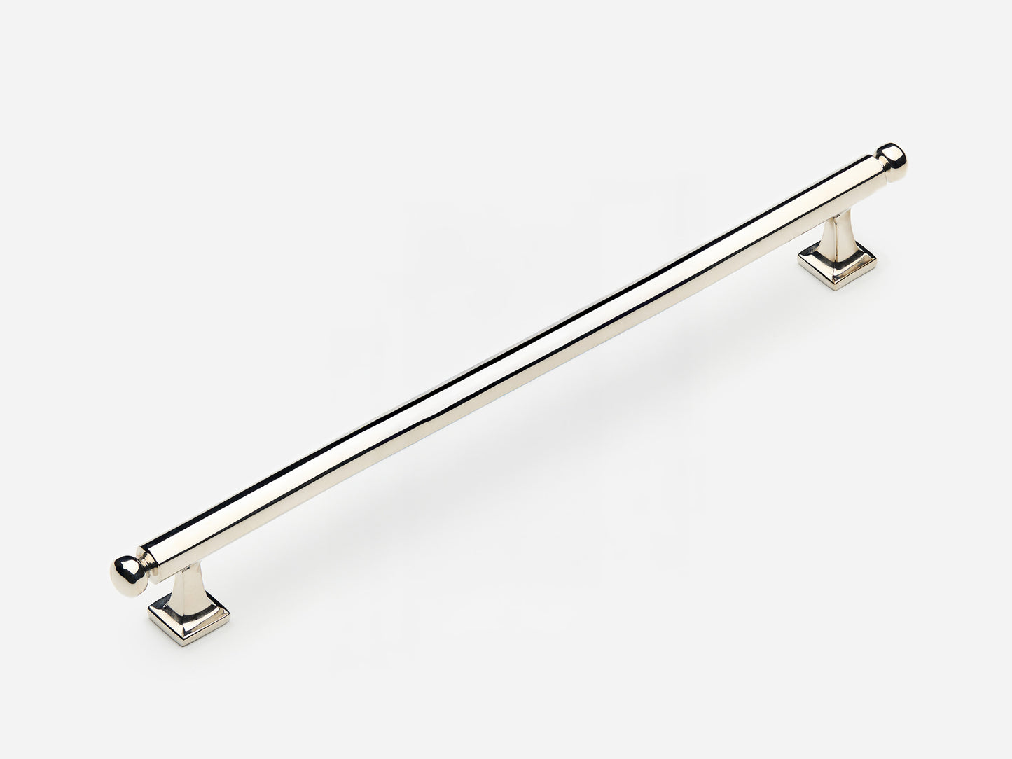 Solid brass Wright appliance pull, 12 inches, in a polished nickel finish for cabinets.
