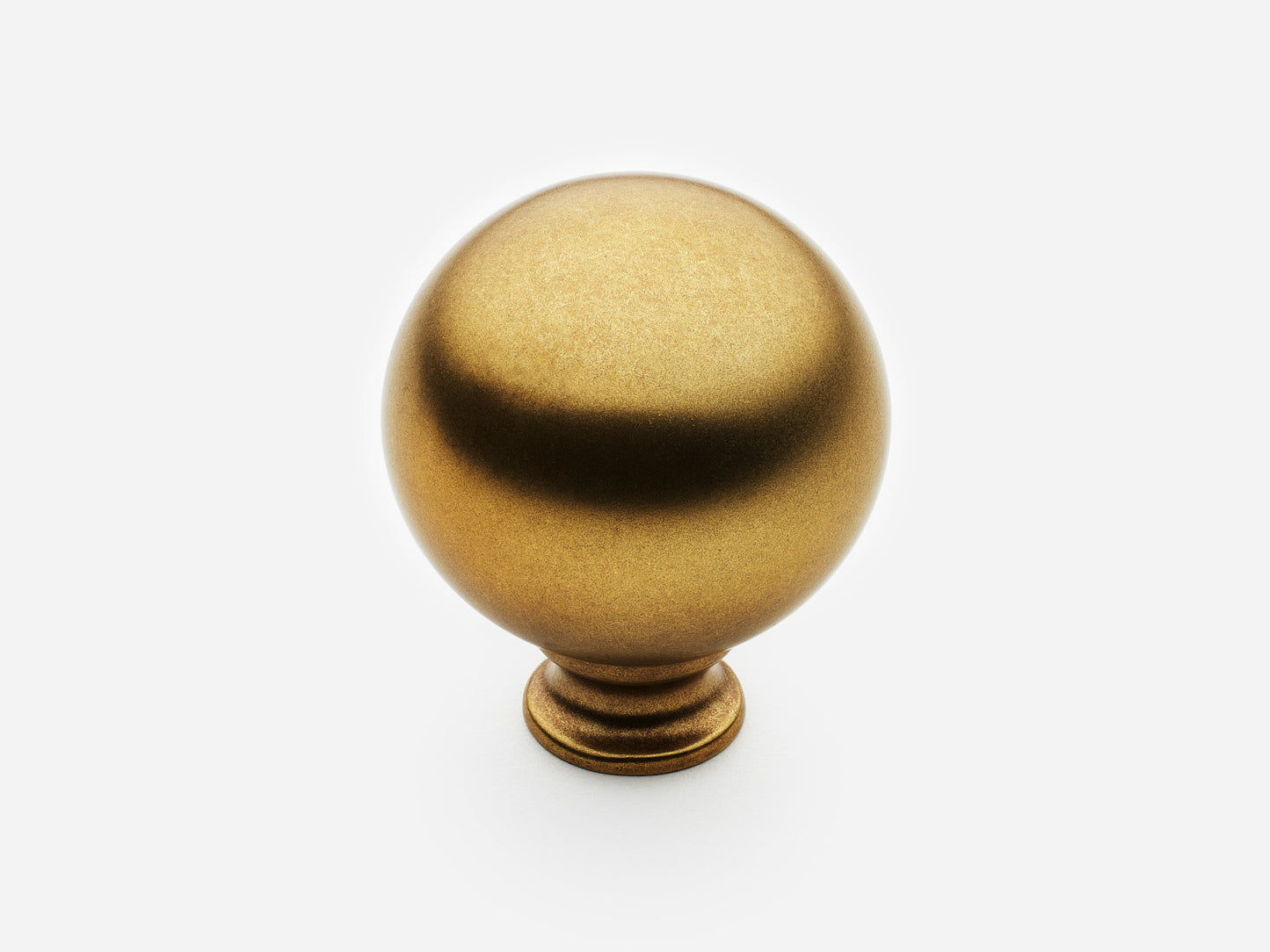 Solid brass Ball Knob, large size, in an aged brass finish for cabinets.