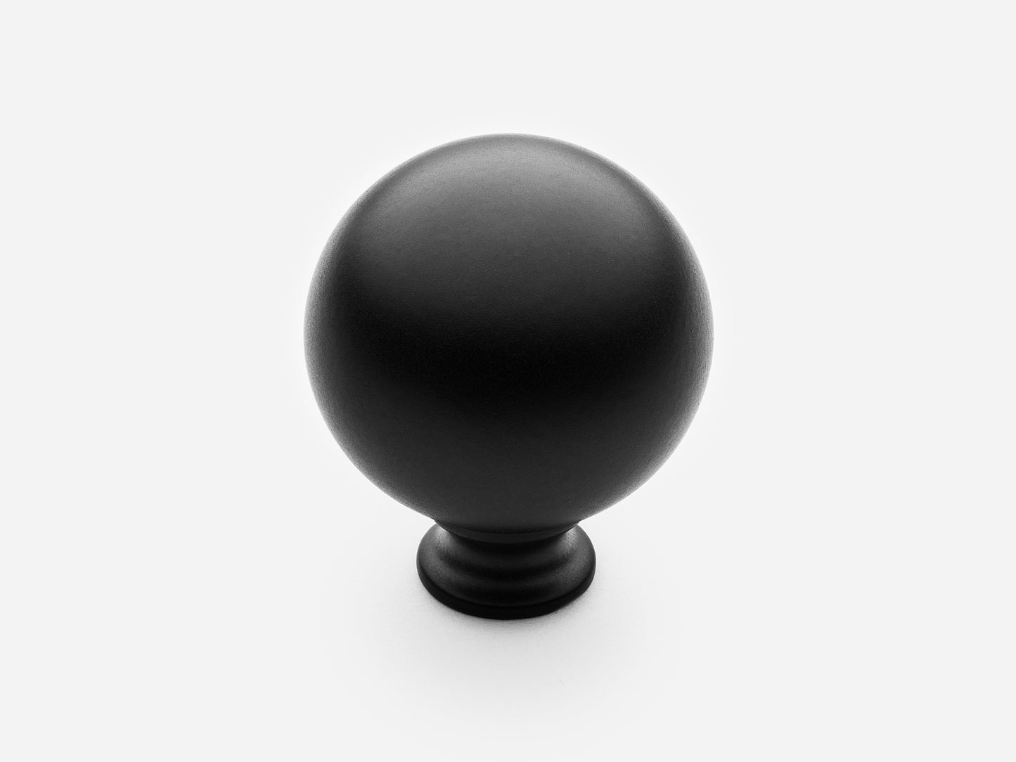 Solid brass Ball Knob, large size, in a matte black finish for cabinets.