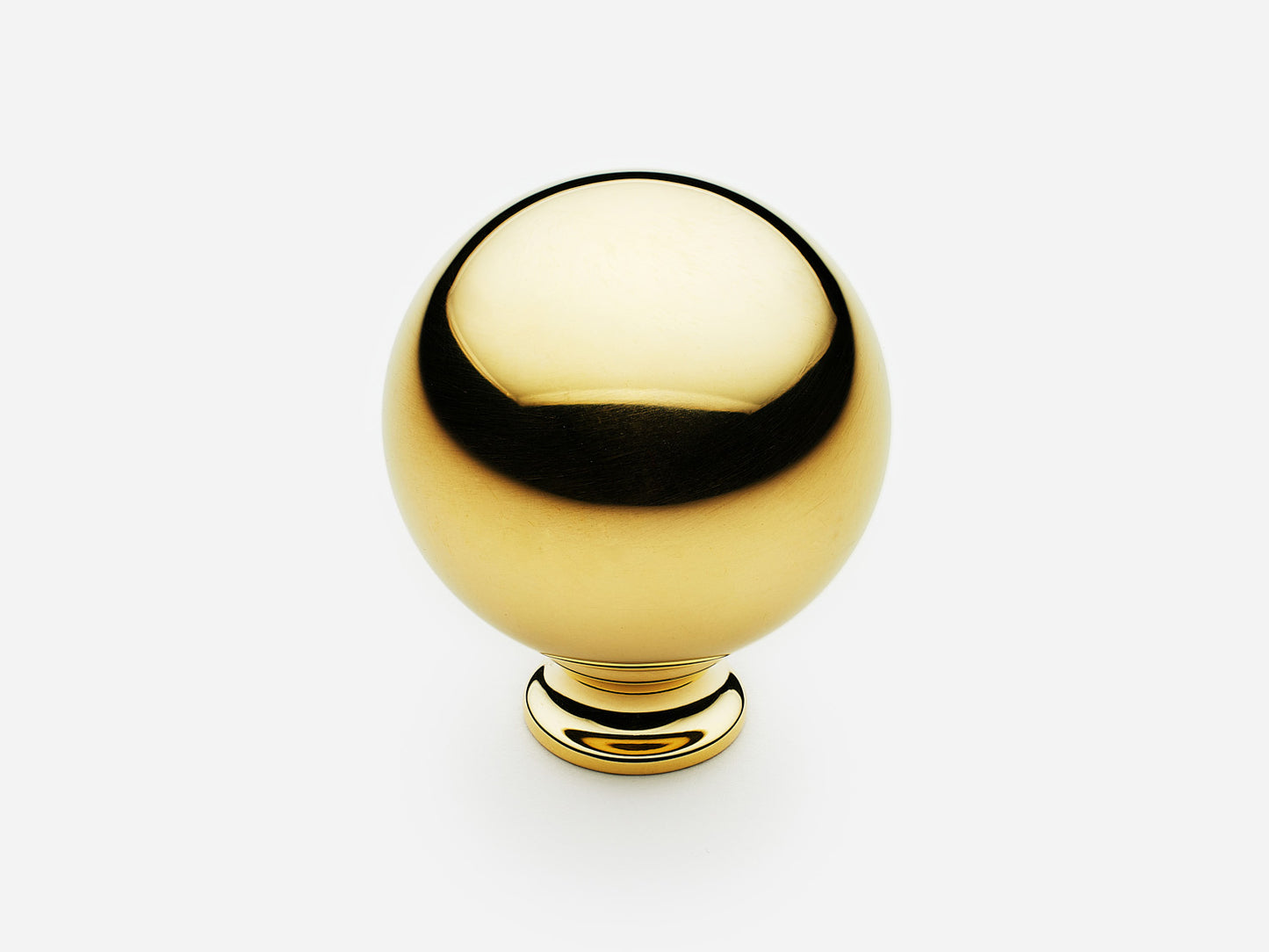 Solid brass Ball Knob, large size, in an unlacquered polished brass finish for cabinets.
