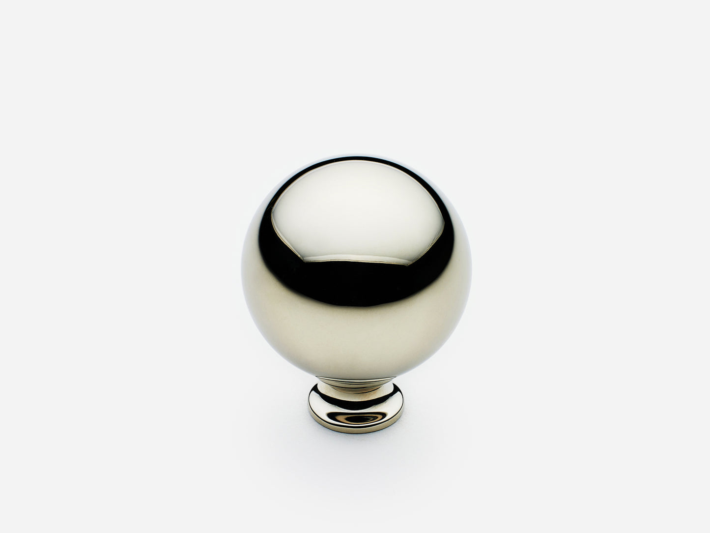 Solid brass Ball Knob, standard size, in a polished nickel finish for cabinets.