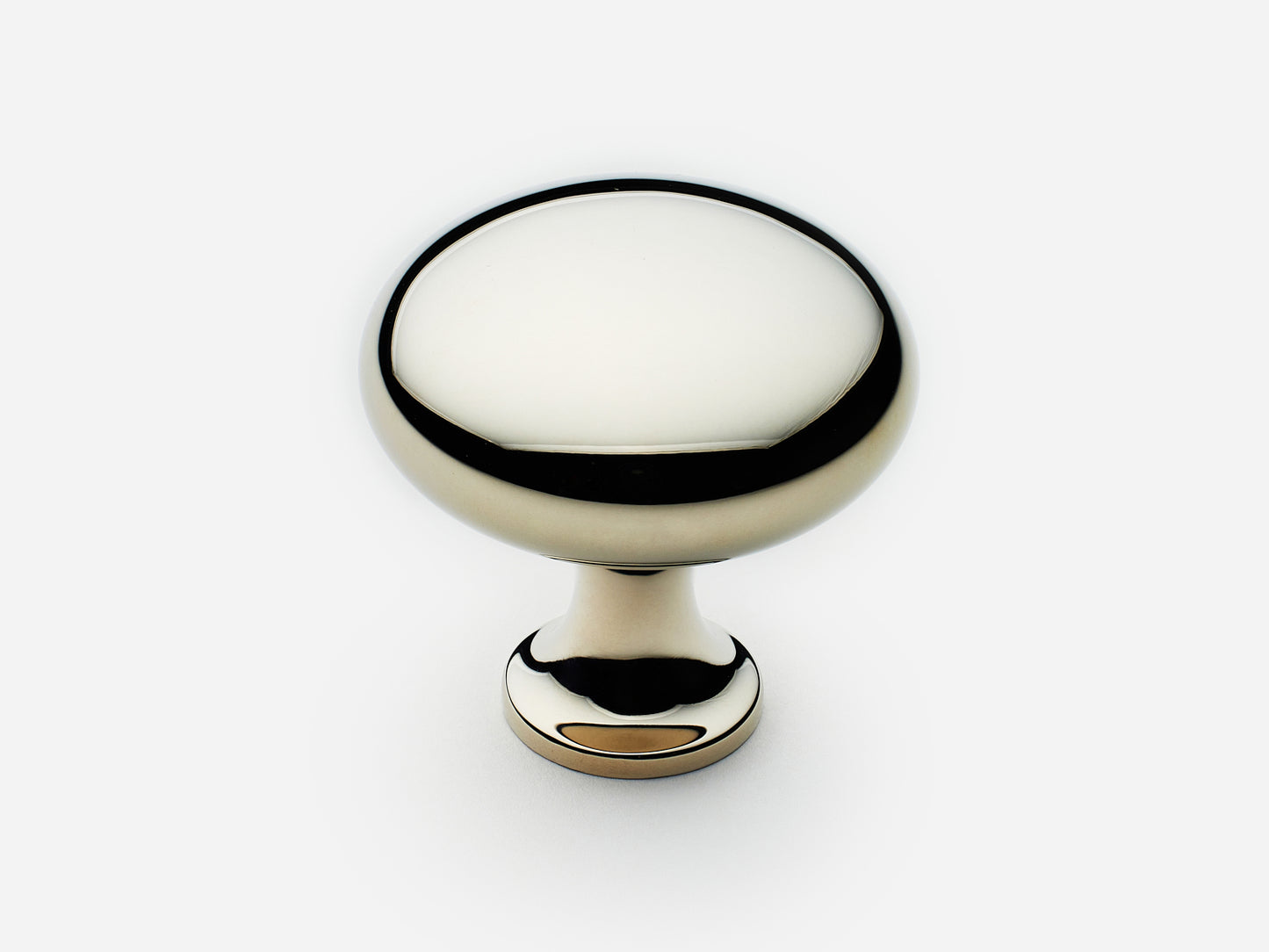 Solid brass Belle Knob, large size, in a polished nickel finish for cabinets.