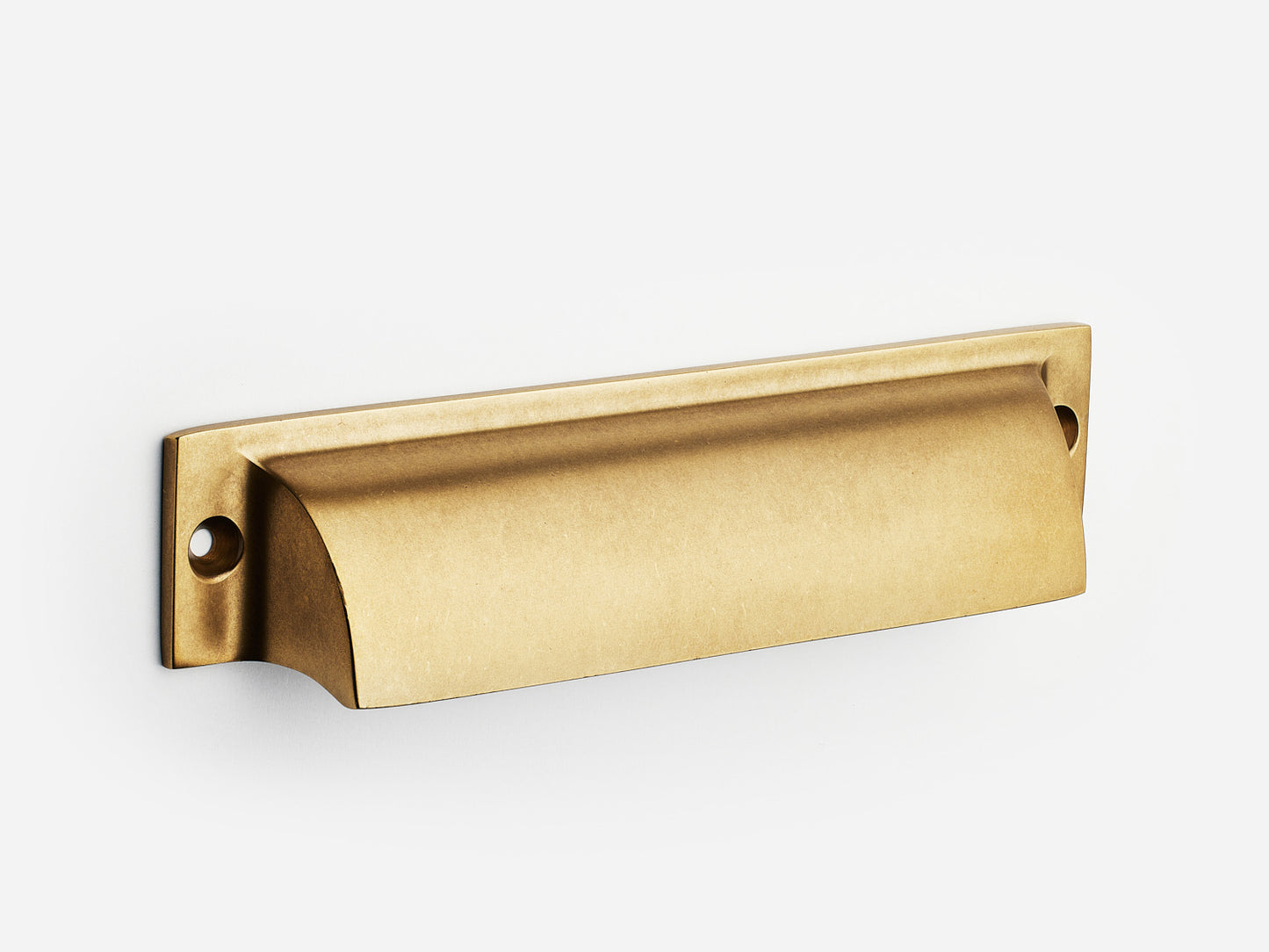 Solid brass Federal bin pull, 6 inches, in an aged brass finish for cabinets.