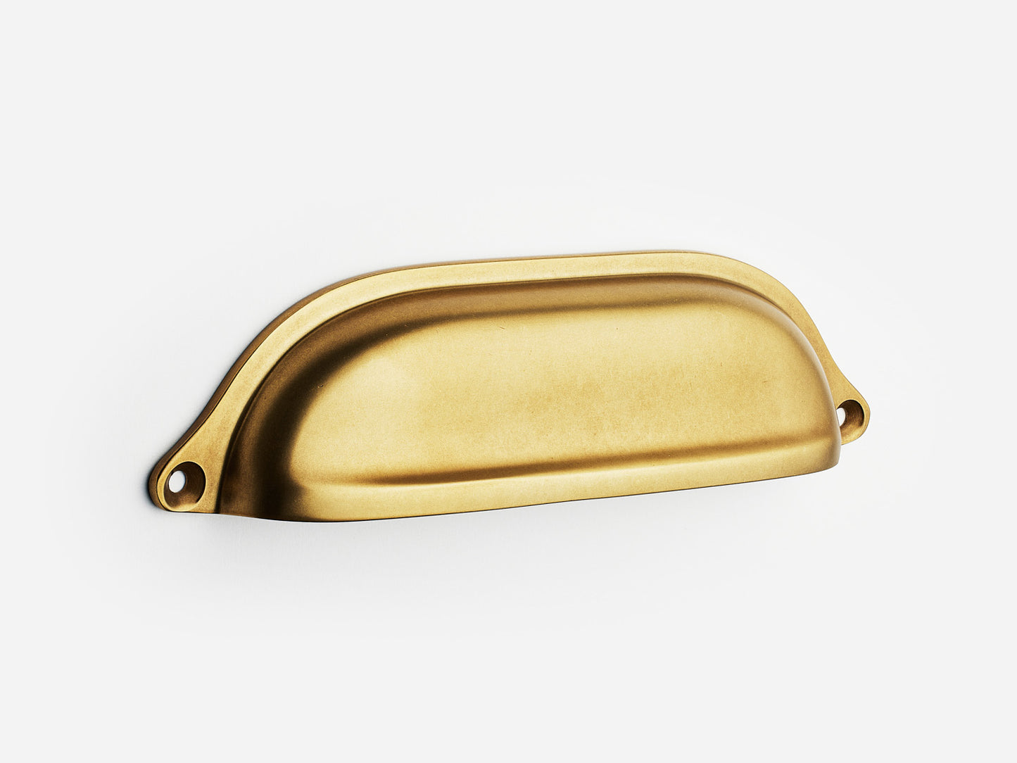 Solid brass Liberty bin pull, 6 inches, in an aged brass finish for cabinets.