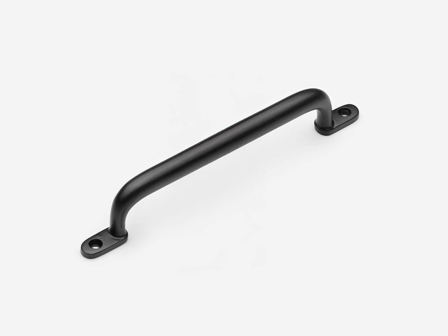Solid brass Butler drawer pull, 6 inches, in a matte black finish for cabinets.