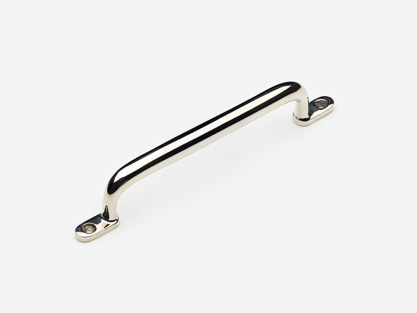 Solid brass Butler drawer pull, 6 inches, in a polished nickel finish for cabinets.