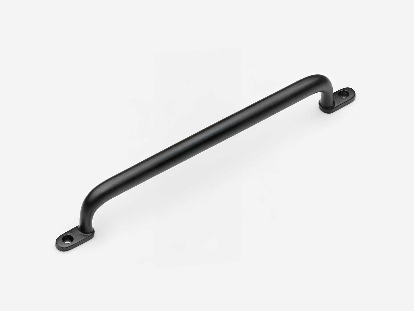 Solid brass Butler drawer pull, 8 inches, in a matte black finish for cabinets.