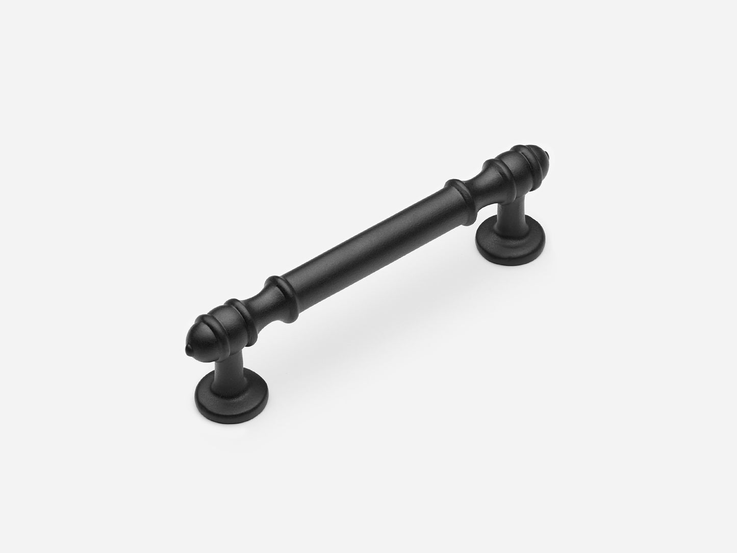 Solid brass Deseret drawer pull, 4 inches, in a matte black finish for cabinets.