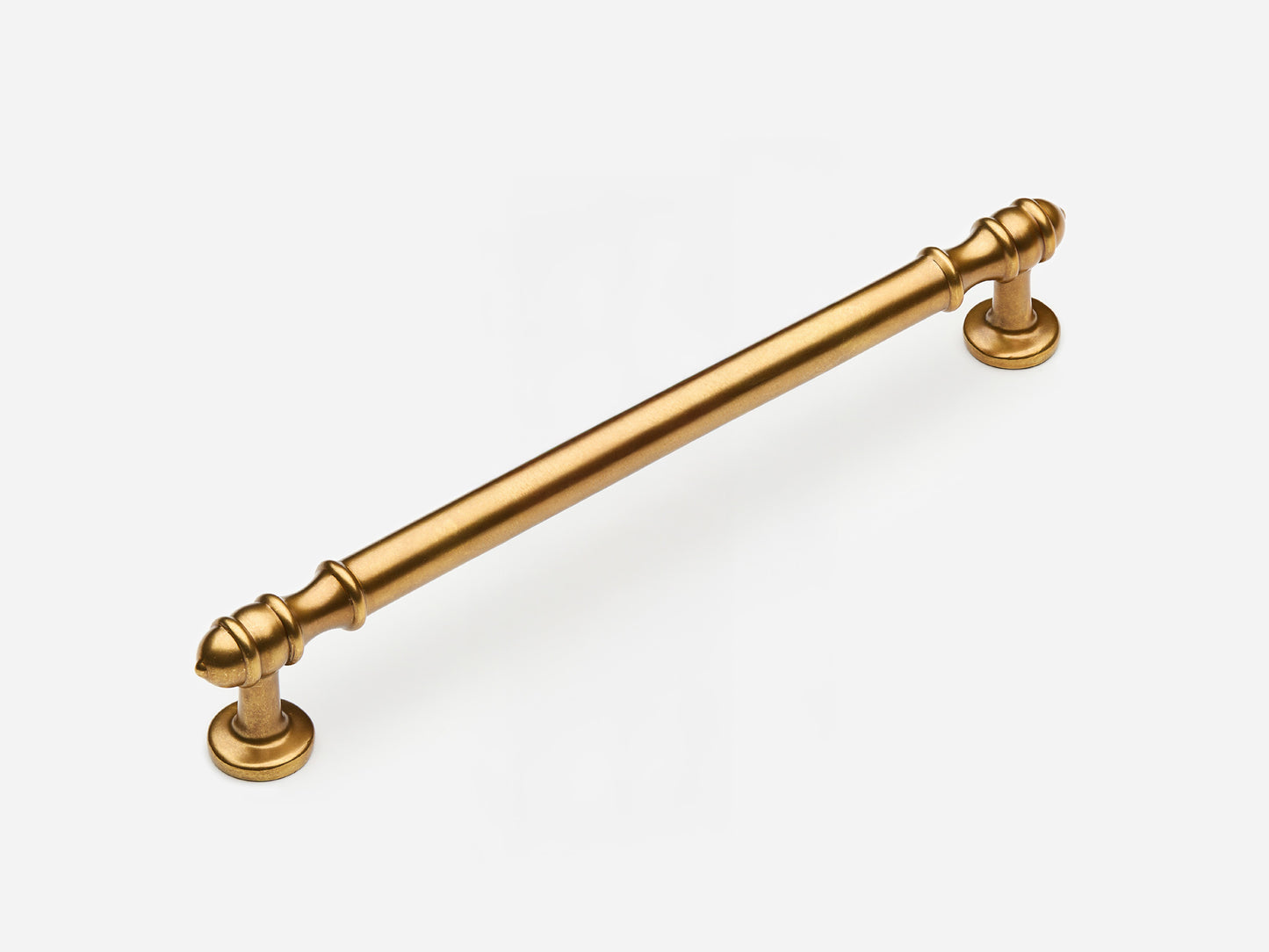 Solid brass Deseret drawer pull, 8 inches, in an aged brass finish for cabinets.