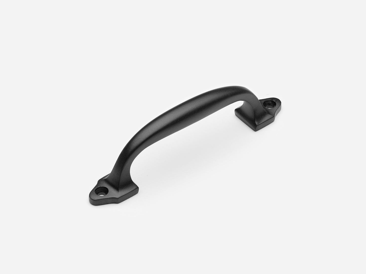 Solid brass Georgian drawer pull, 4 inches, in a matte black finish for cabinets.