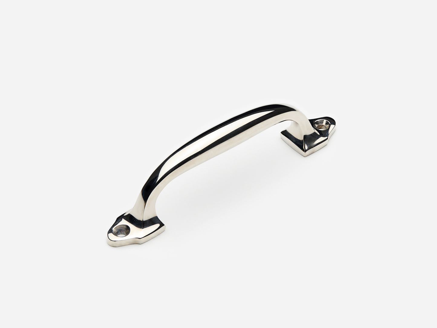 Solid brass Georgian drawer pull, 4 inches, in a polished nickel finish for cabinets.