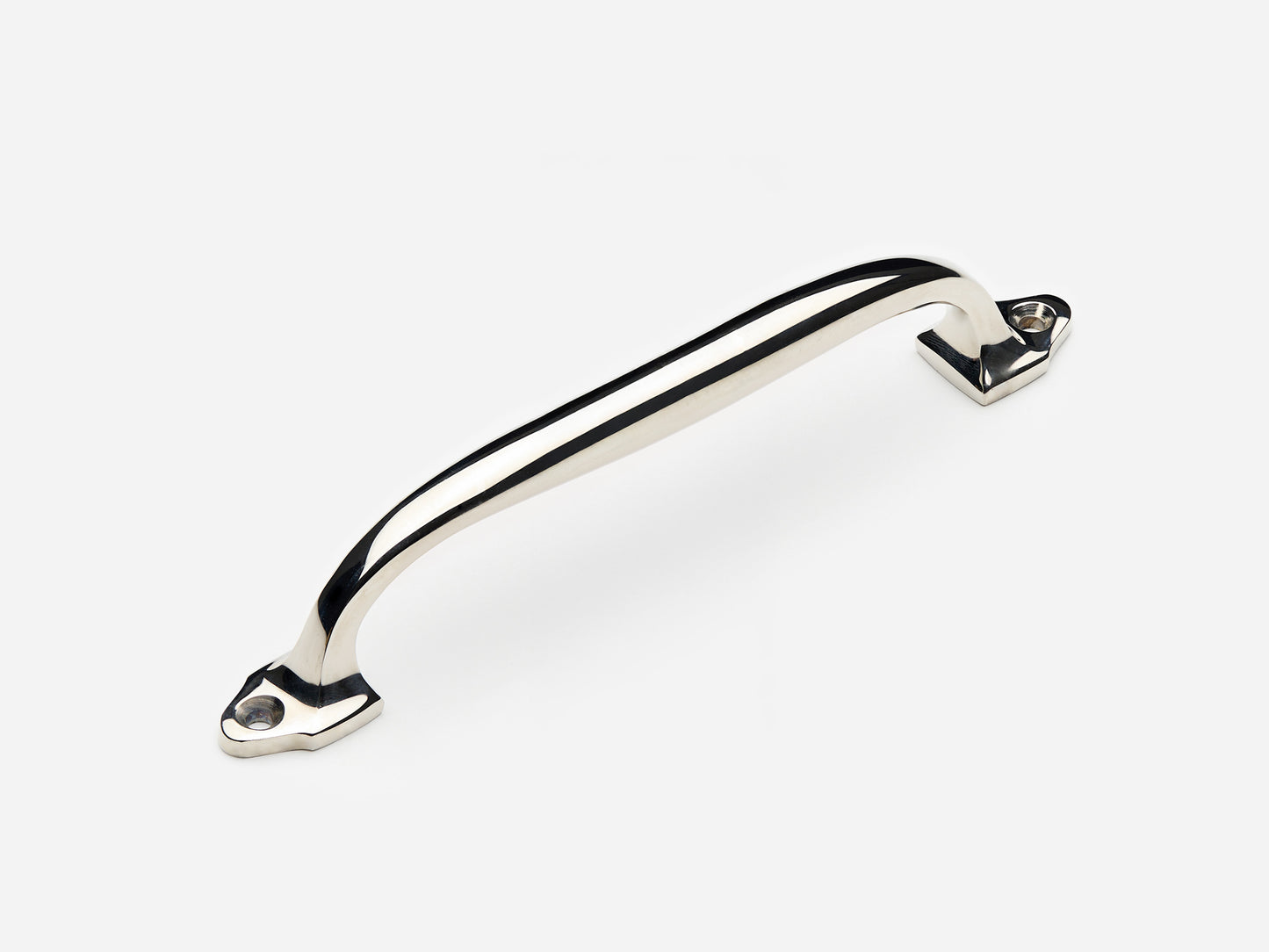 Solid brass Georgian drawer pull, 6 inches, in a polished nickel finish for cabinets.