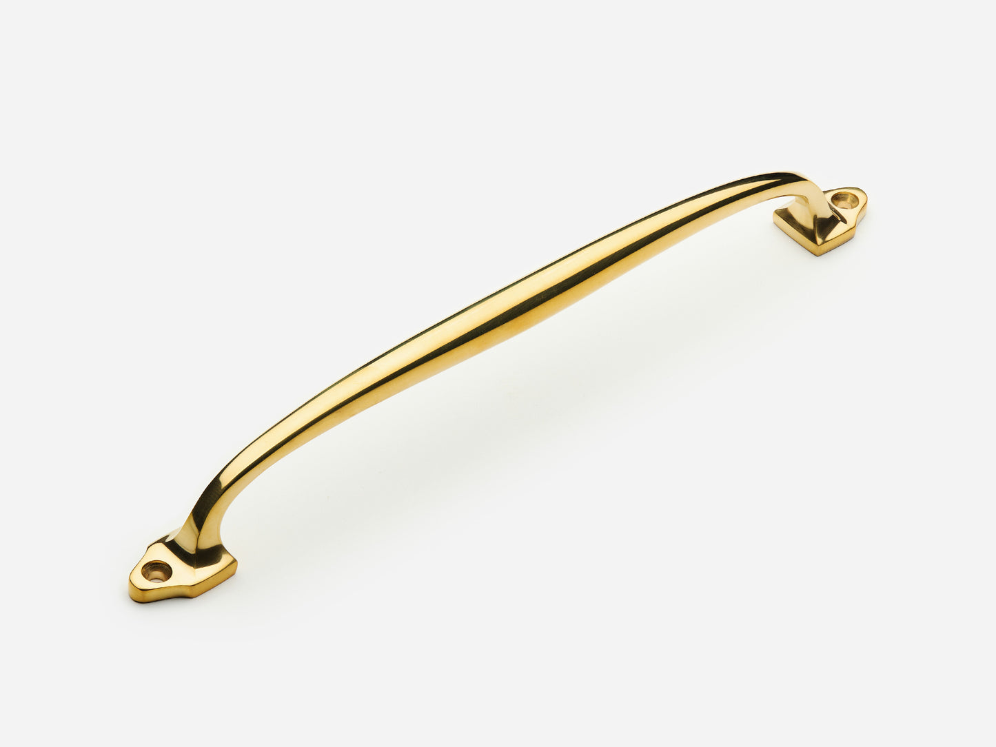 Solid brass Georgian drawer pull, 8 inches, in an unlacquered polished brass finish for cabinets.