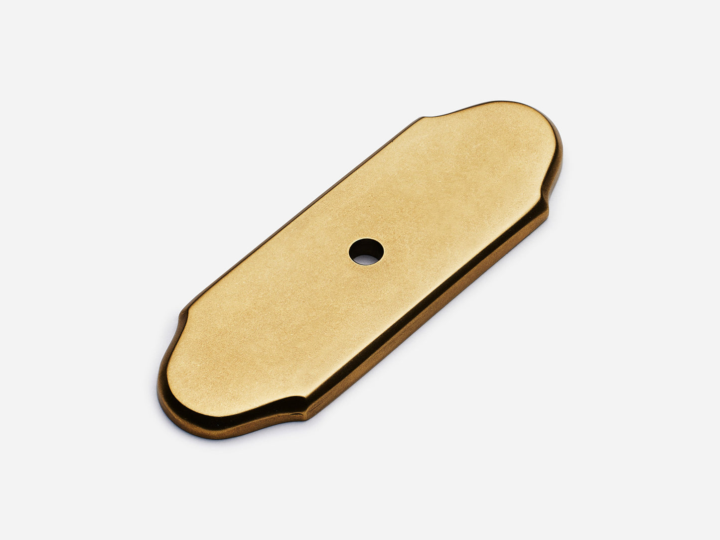 Solid brass Hampton backplate, 1x3 inches, polished nickel finish for knobs and pulls on cabinets.