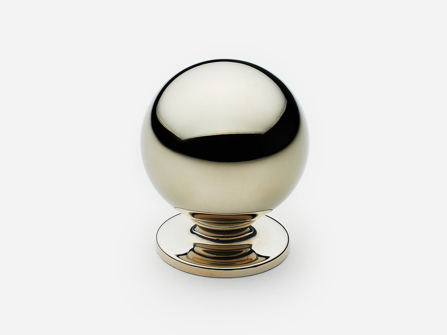 Solid brass Luxe Ball Knob, large size, in a polished nickel finish for cabinets.
