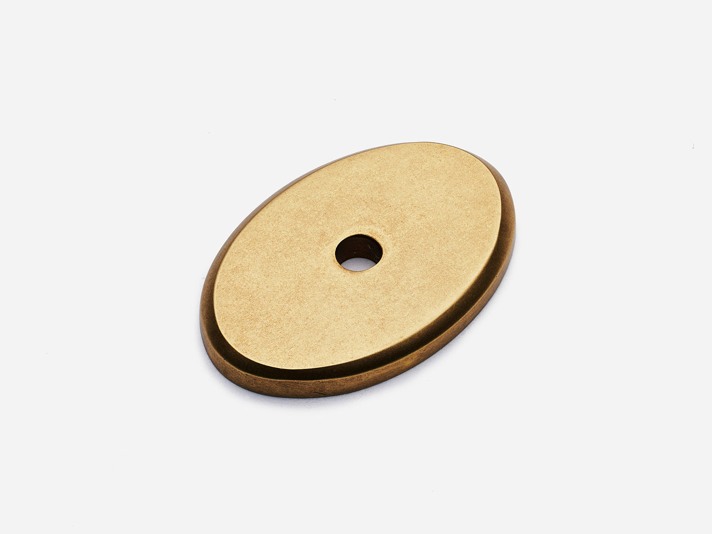 Solid brass Oval backplate, 1-5 inch, aged brass finish for knobs on cabinets.