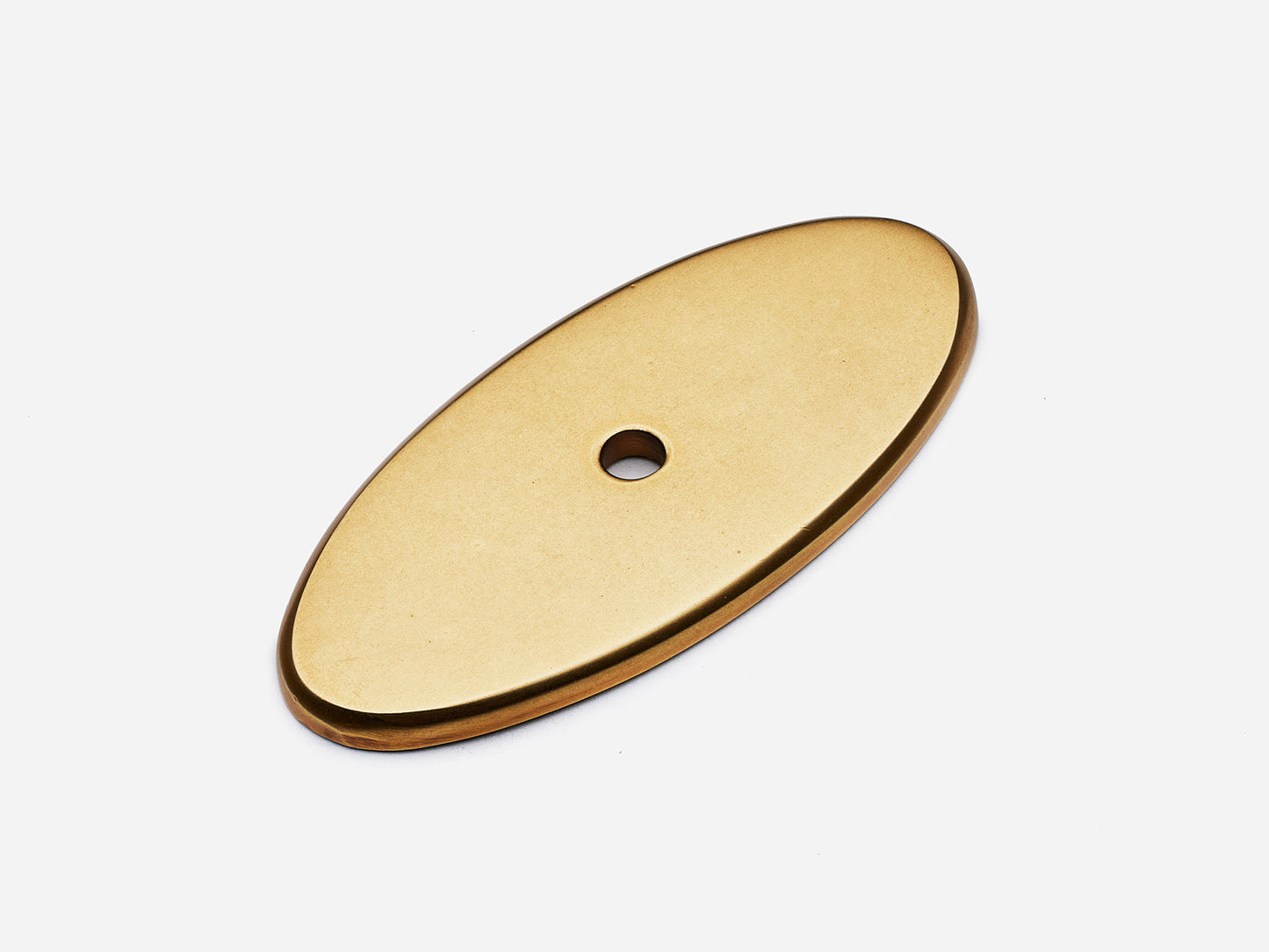 Solid brass Oval backplate, 2.5 inch, aged brass finish for knobs on cabinets.