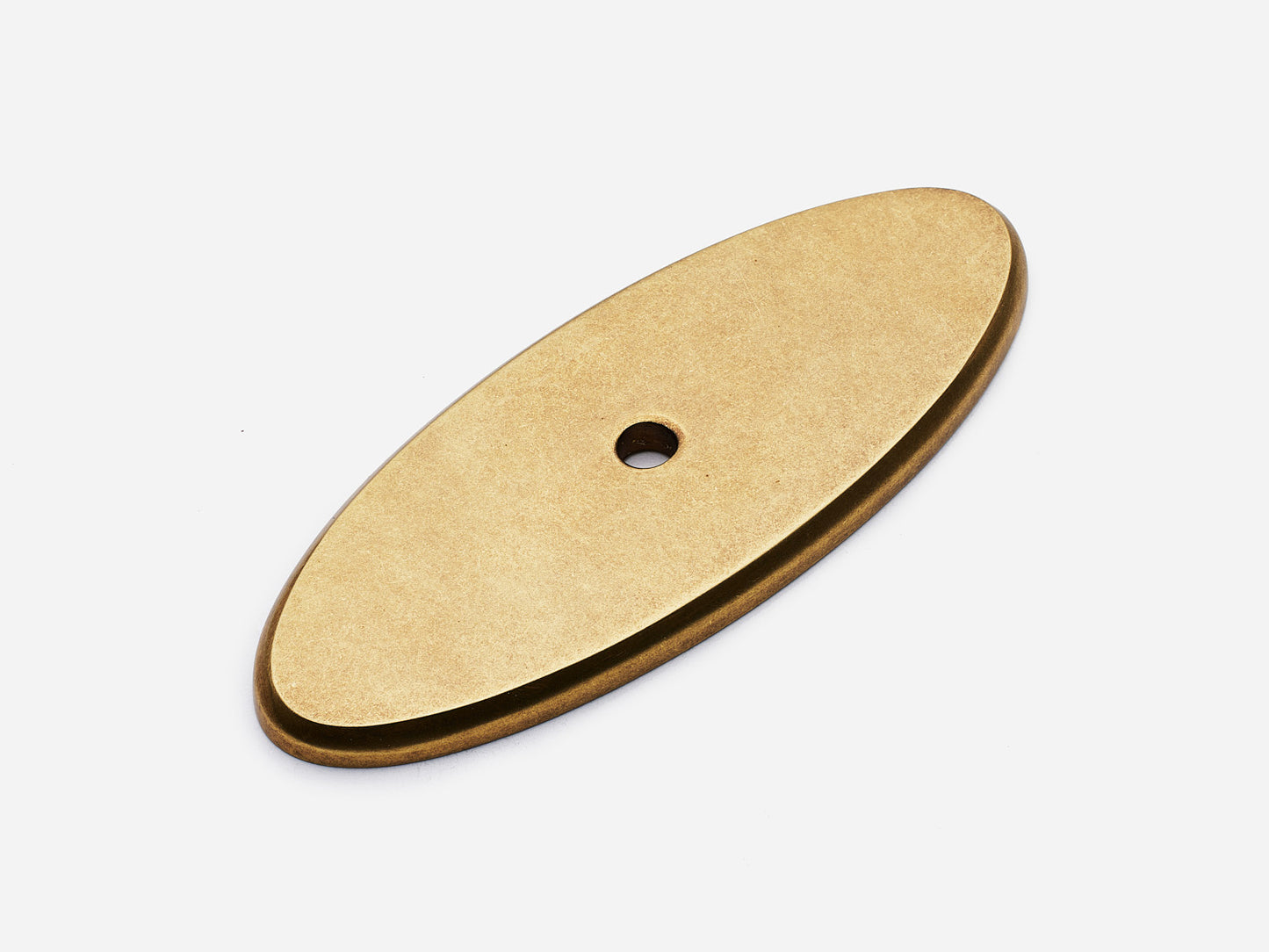 Solid brass Oval backplate, 3 inch, aged brass finish for knobs on cabinets.