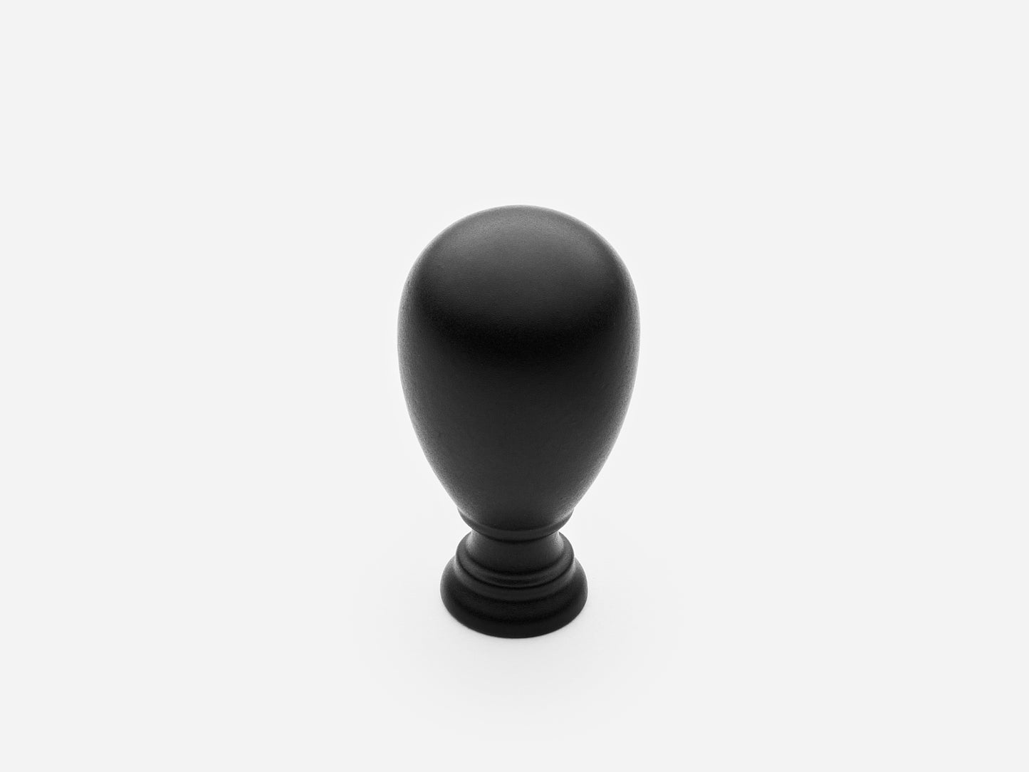 Solid brass Rose Knob, standard size, in a matte black finish for cabinets.