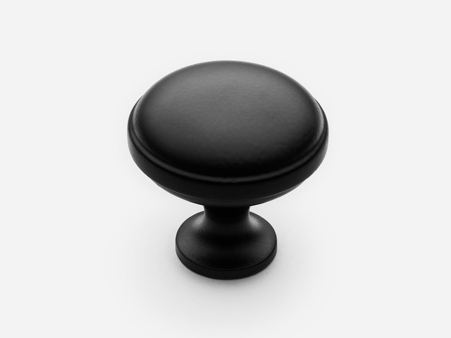 Solid brass Royal Knob, large size, in an matte black finish for cabinets.
