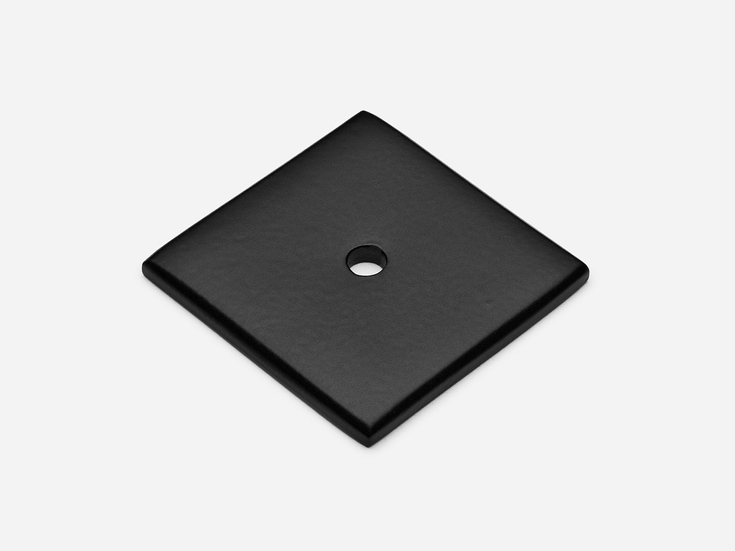 Solid brass Square backplate, 1.5 inches, in a matte black finish for knobs on cabinets.