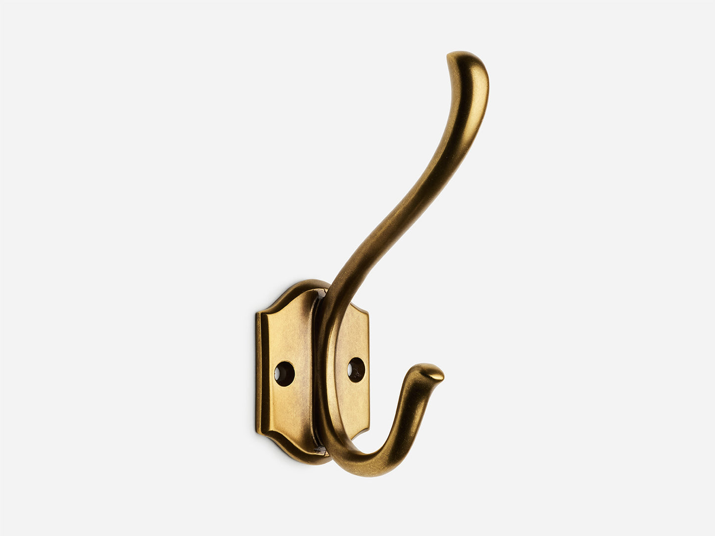 Solid Brass Hampton Double Hook in Aged Brass Finish