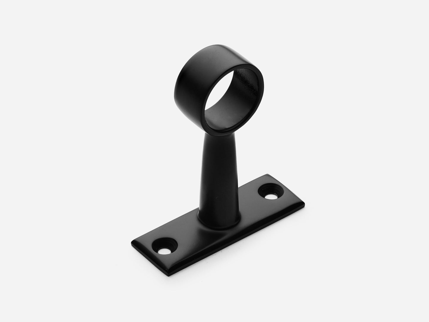 Solid brass Campaign hanging pot rail middle bracket in a matte black finish for kitchens.