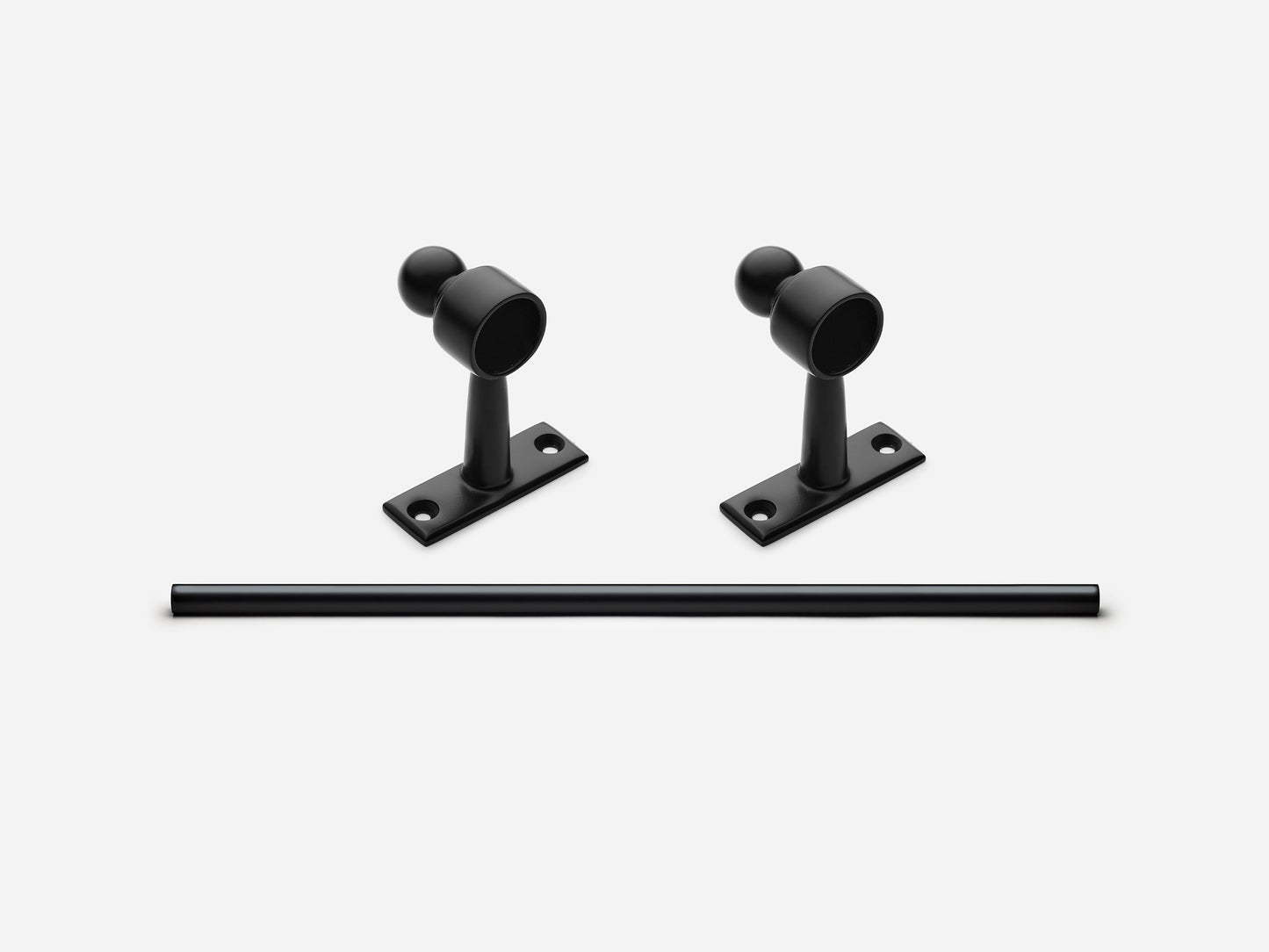 Solid brass Campaign towel bar, 2 feet, in a matte black finish for kitchens and bathrooms.