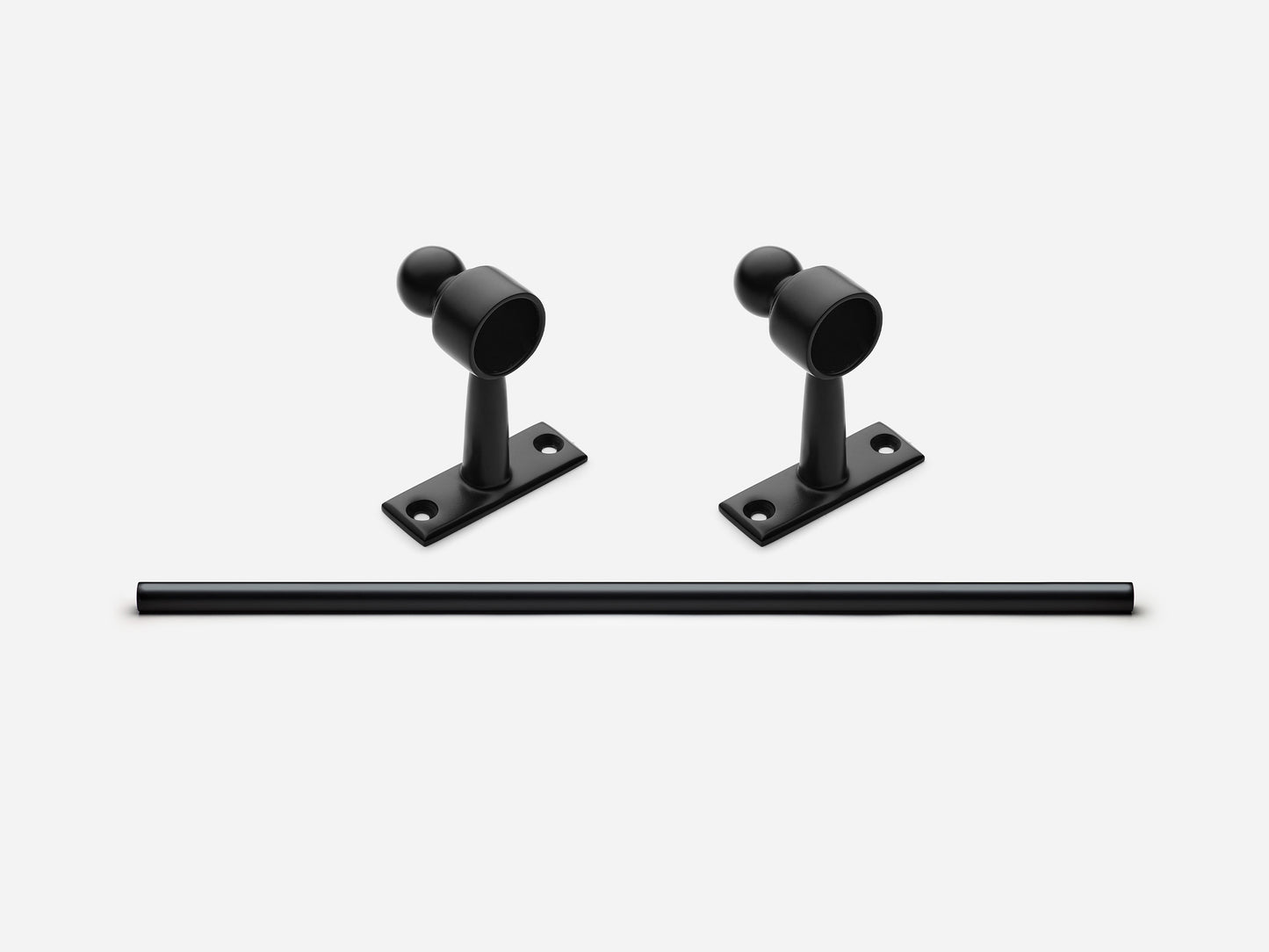 Solid brass Campaign towel bar, 3 feet, in a matte black finish for kitchens and bathrooms.