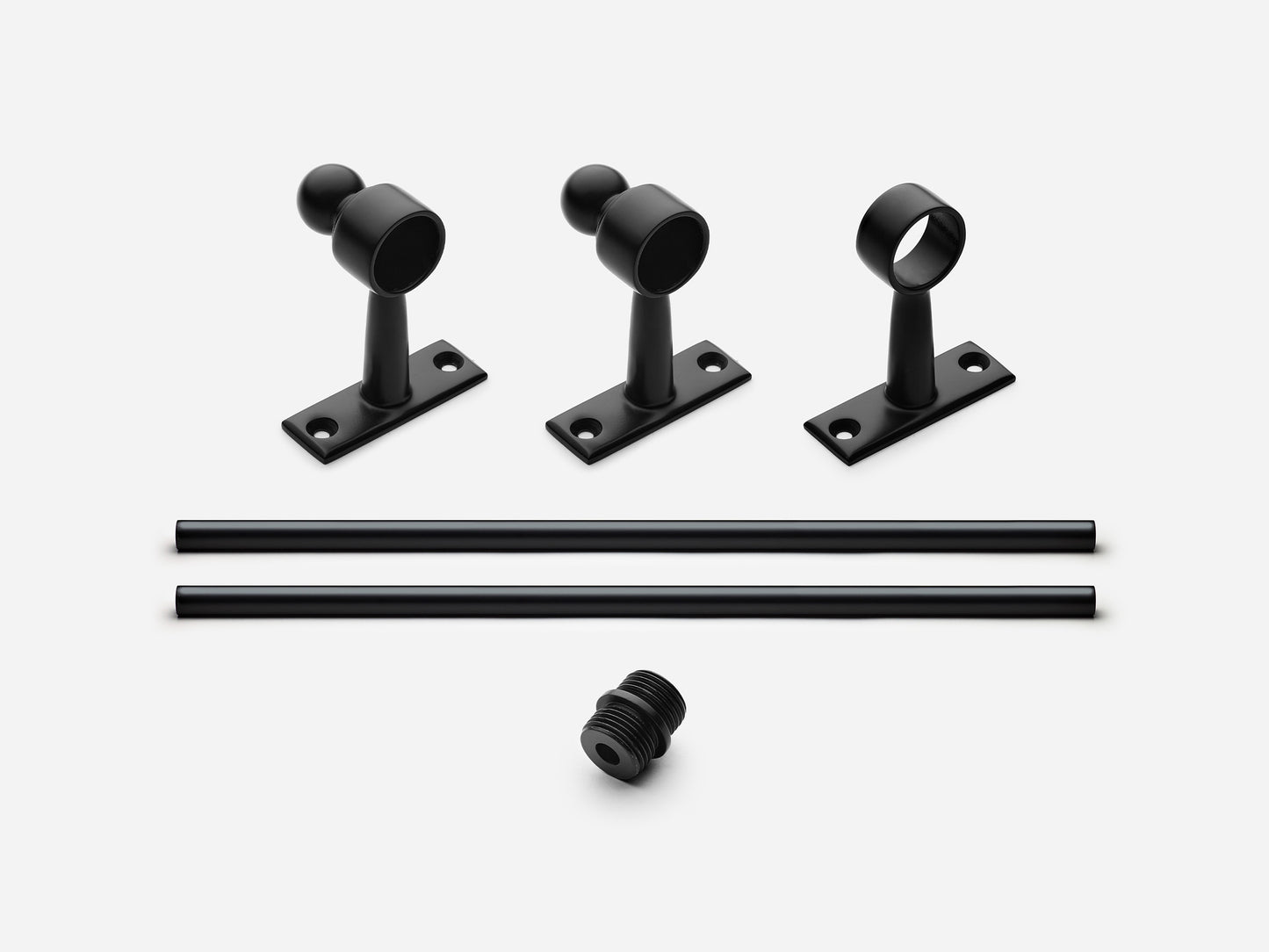 Solid brass Campaign towel bar, 4 feet, in a matte black finish for kitchens and bathrooms.