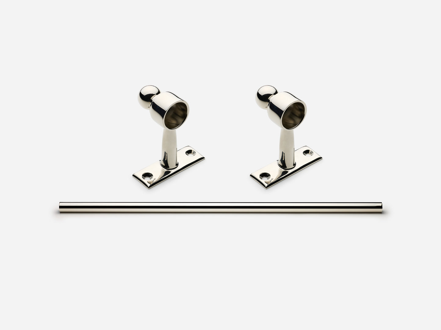 Solid brass Campaign towel bar, 2 feet, in a polished nickel finish for kitchens and bathrooms.