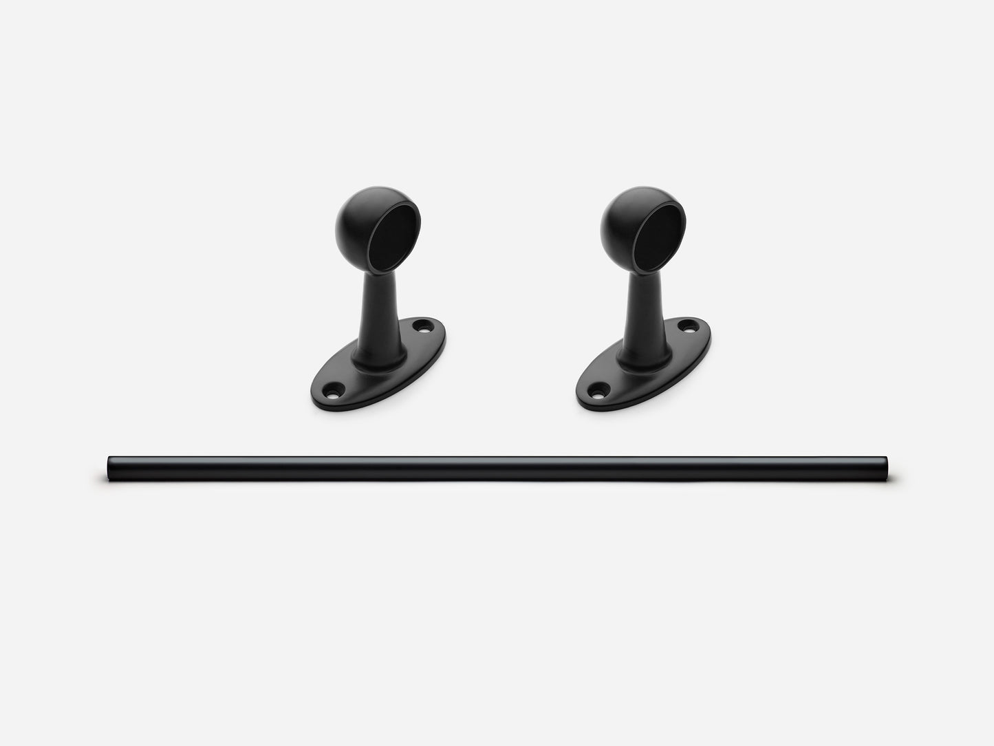 Solid brass Newark towel bar, 3 feet, in a matte black finish for kitchens and bathrooms.
