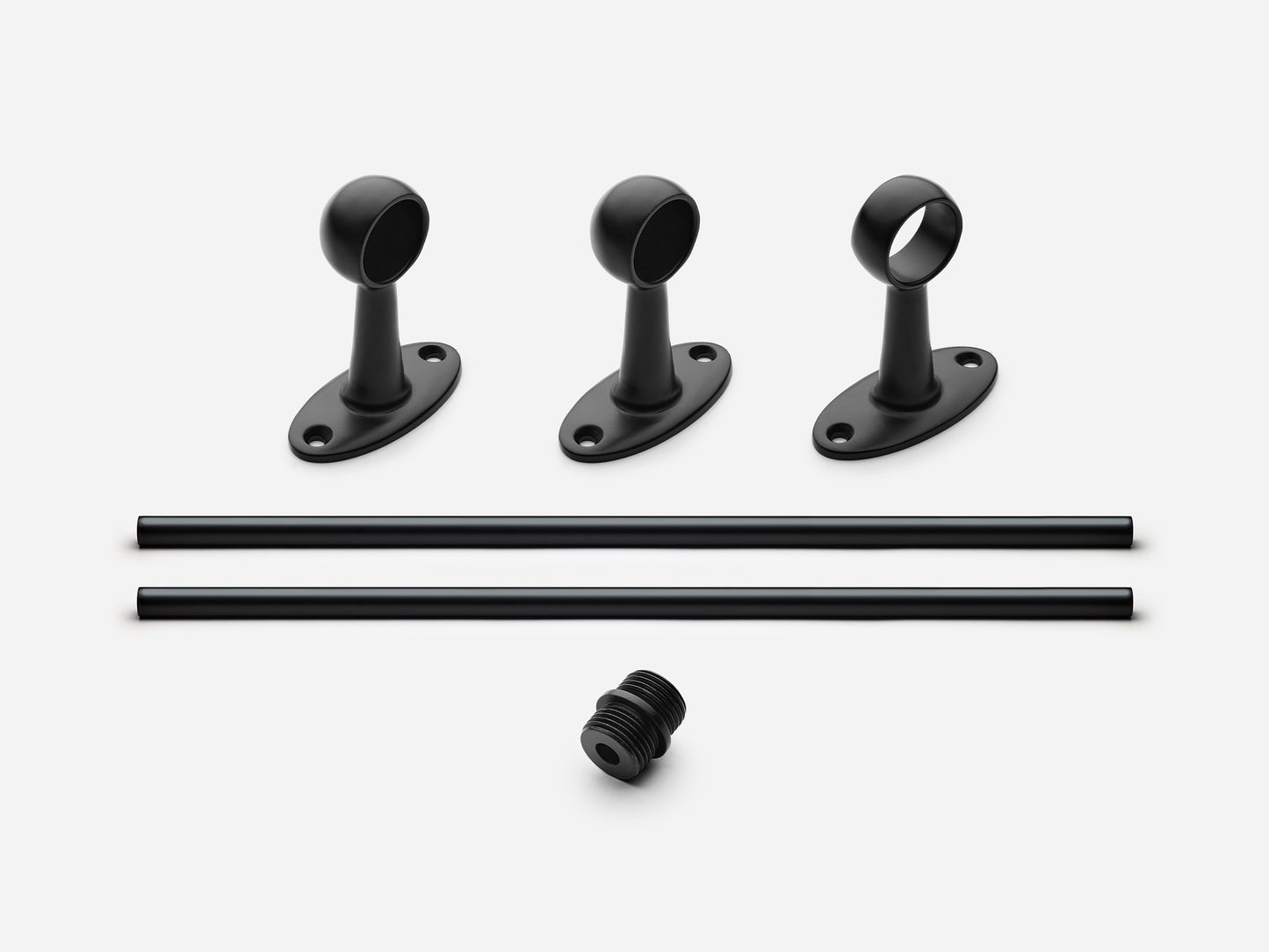 Solid brass Newark towel bar, 6 feet, in a matte black finish for kitchens and bathrooms.