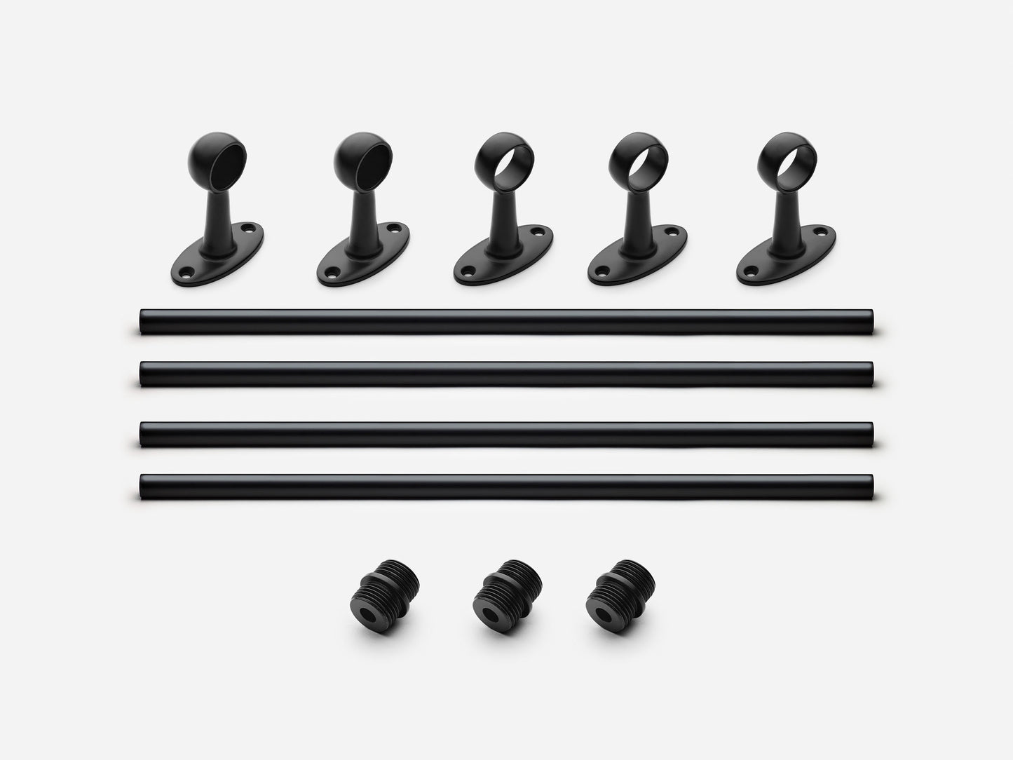 Solid brass Newark towel bar, 8 feet, in a matte black finish for kitchens and bathrooms.