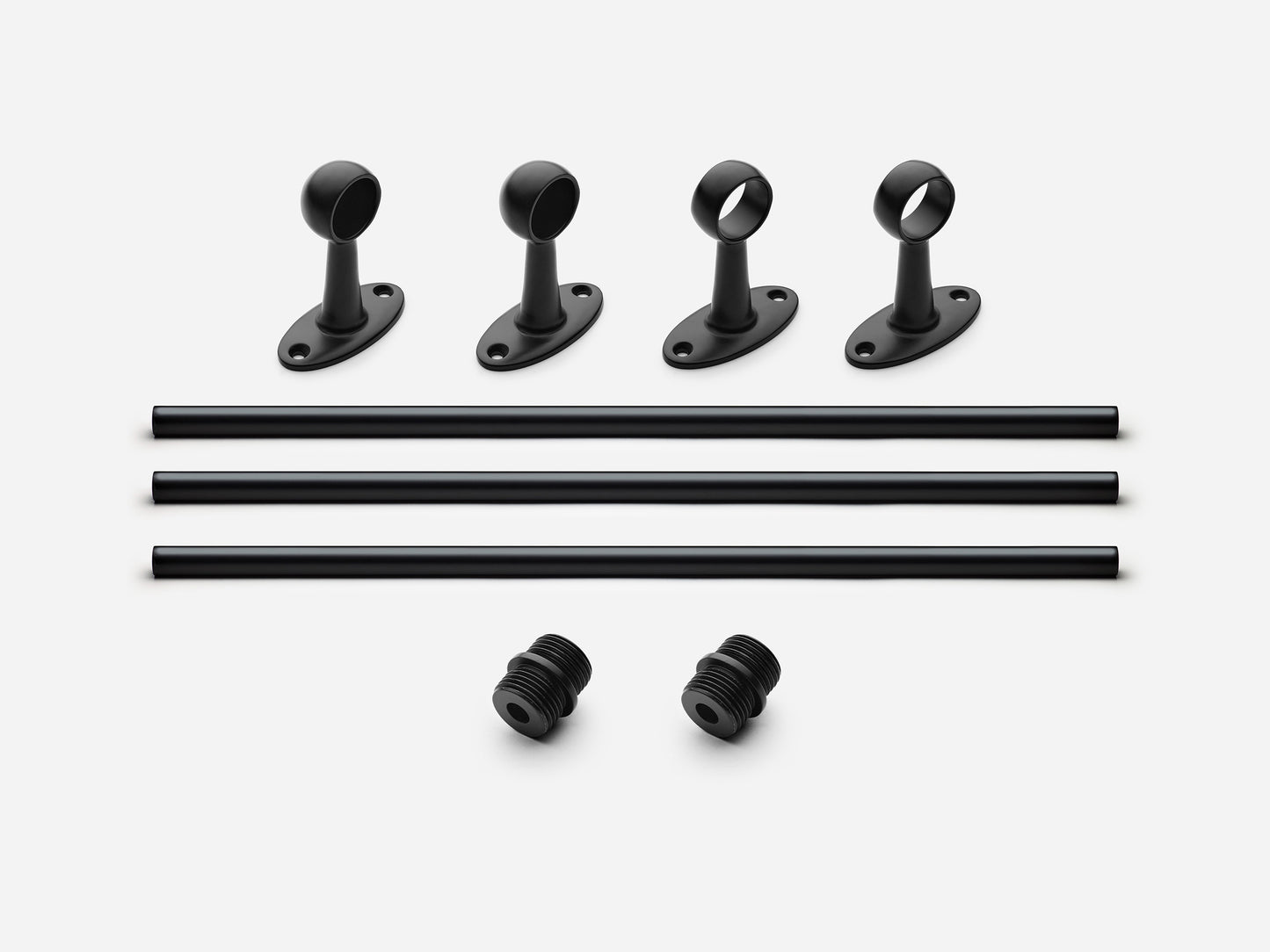 Solid brass Newark towel bar, 9 feet, in a matte black finish for kitchens and bathrooms.