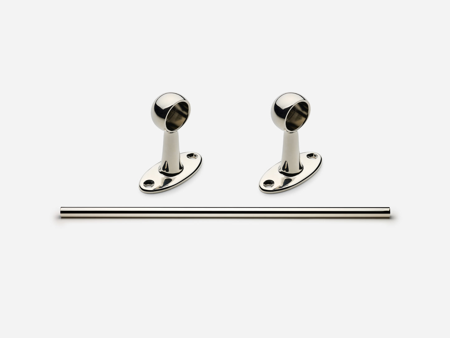 Solid brass Newark towel bar, 2 feet, in a polished nickel finish for kitchens and bathrooms.