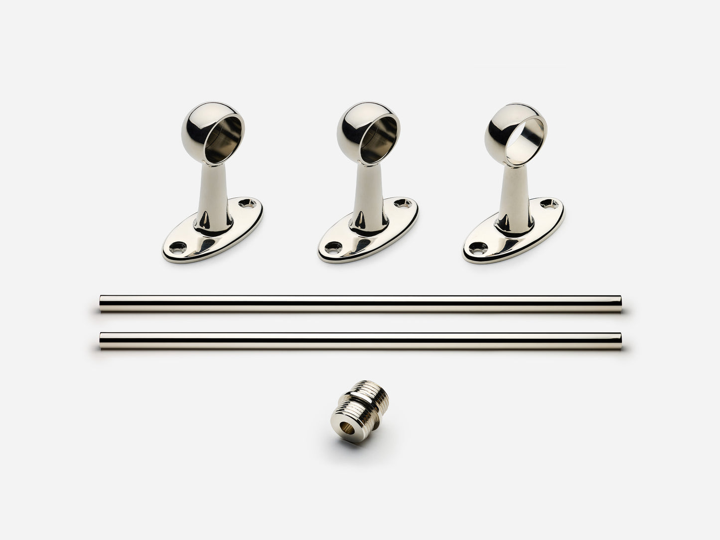 Solid brass Newark towel bar, 4 feet, in a polished nickel finish for kitchens and bathrooms.