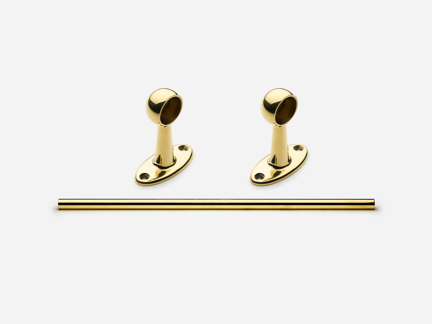 Solid brass Newark towel bar, 2 feet, in an unlacquered polished brass finish for kitchens and bathrooms.