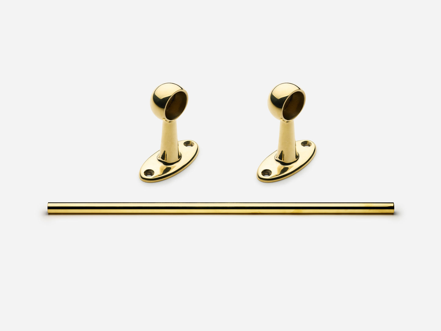 Solid brass Newark towel bar, 3 feet, in an unlacquered polished brass finish for kitchens and bathrooms.