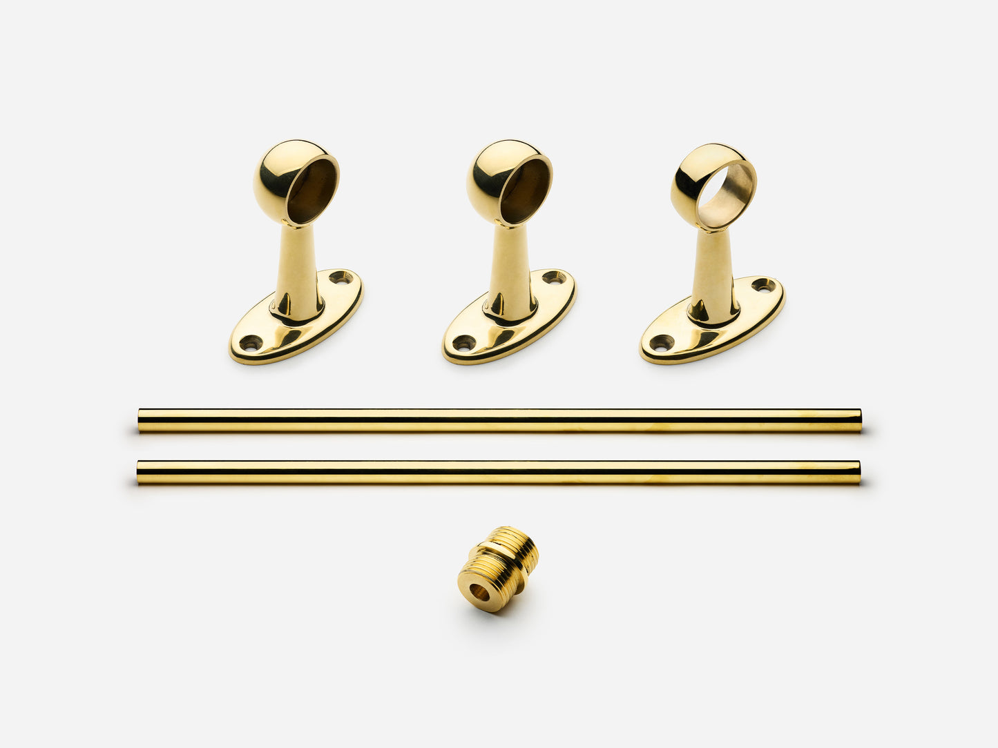 Solid brass Newark towel bar, 4 feet, in an unlacquered polished brass finish for kitchens and bathrooms.