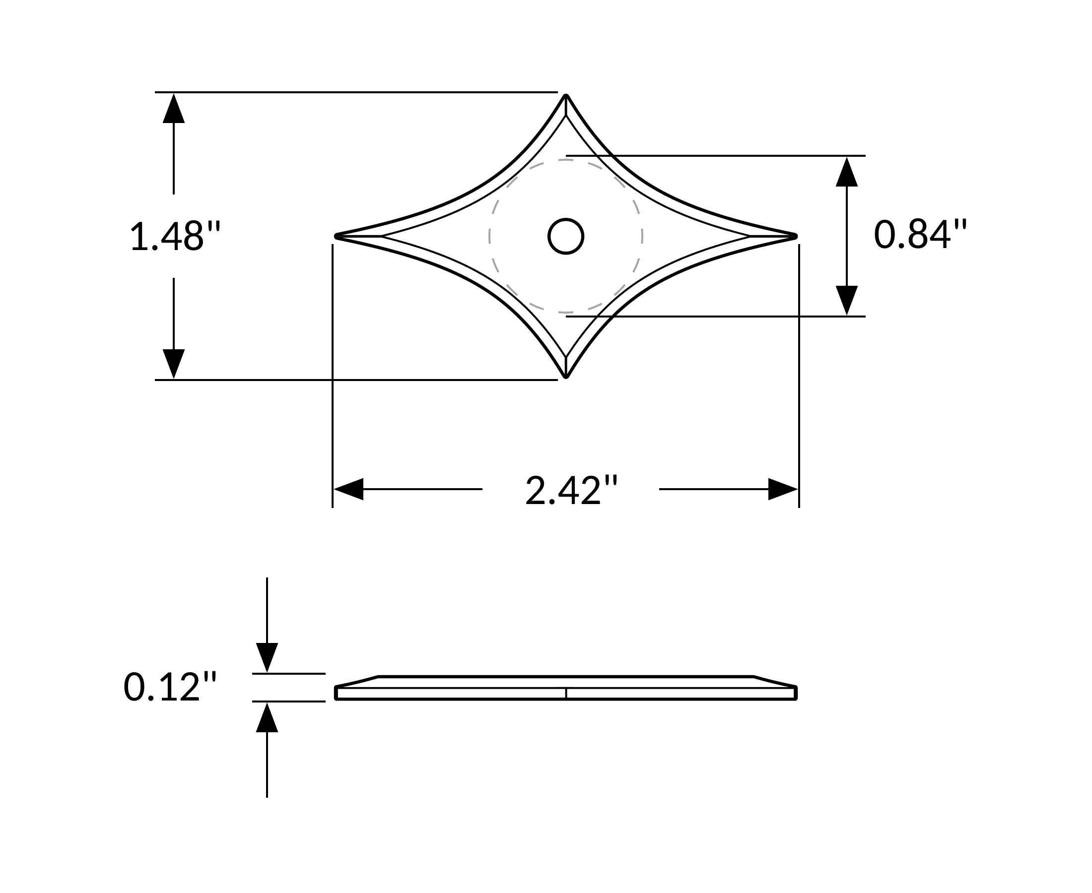 Star Backplate, 4-Point, Tall