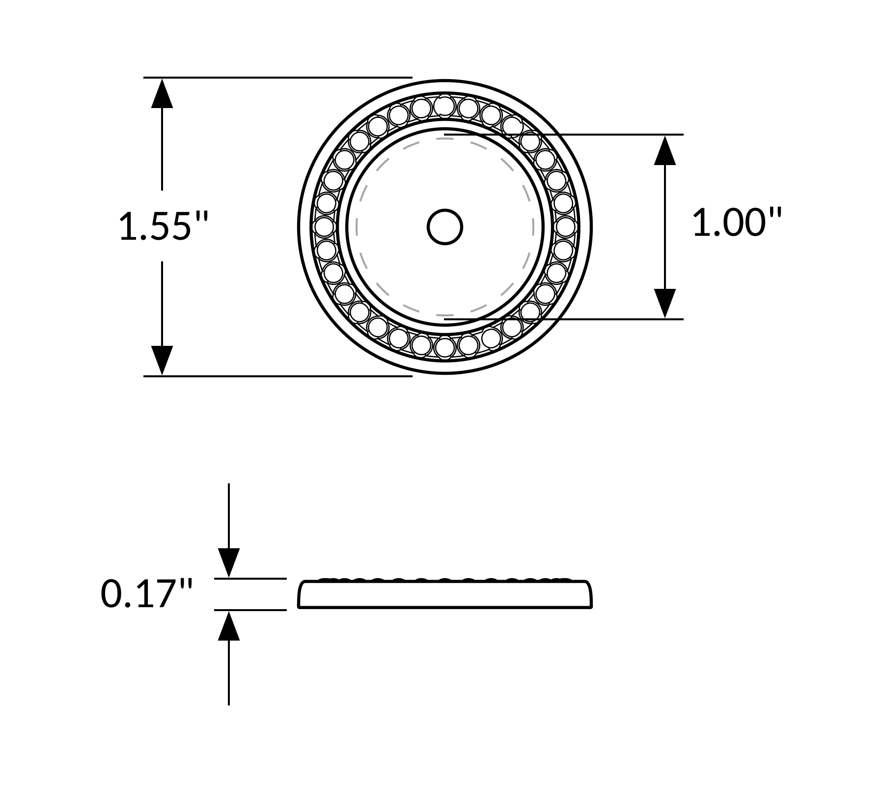 Beaded Round Backplate, 1.5