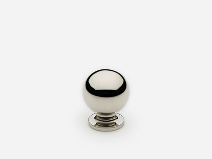 Solid brass Luxe Ball Knob, extra small size, in a polished nickel finish for cabinets.