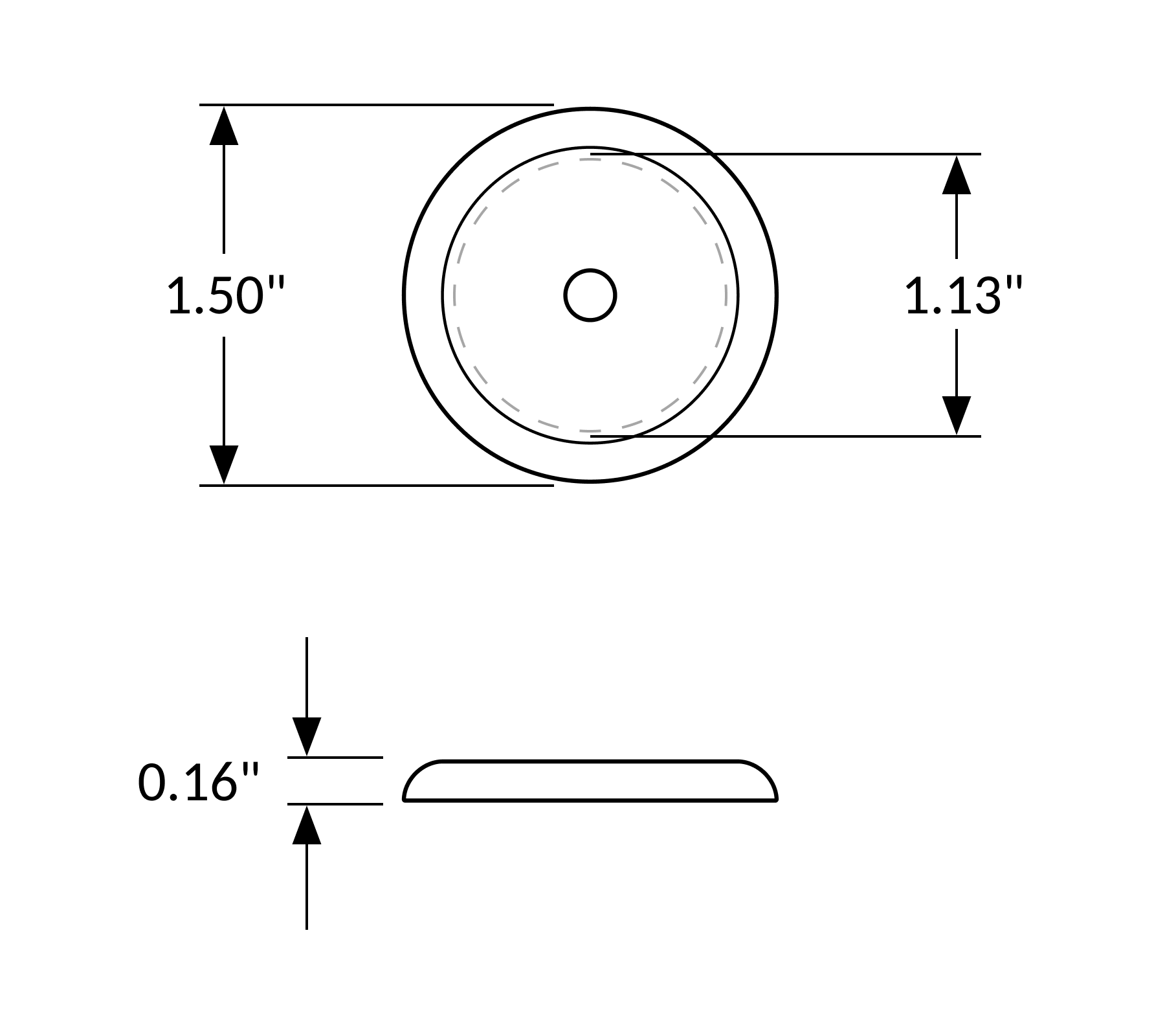 Raised Round Backplate, 1.5