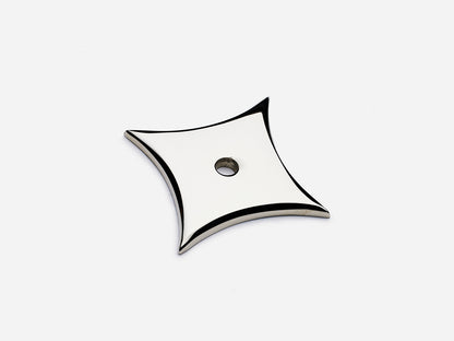 Solid brass 6-Point Star backplate, in a polished nickel finish for knobs on cabinets.