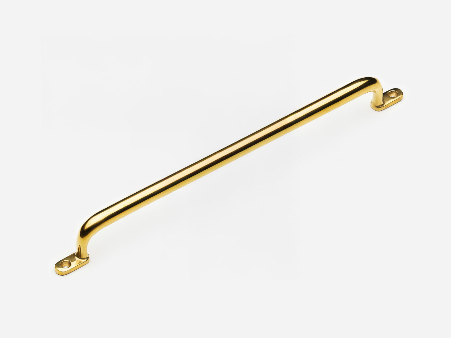 Solid brass Butler appliance pull, 12 inches, in an unlacquered polished brass finish for cabinets.